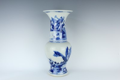 Lot 52 - A large Chinese blue and white ‘landscape’ yen...