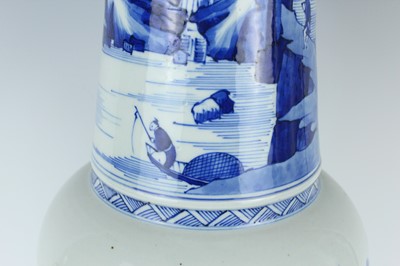 Lot 13 - A large Chinese blue and white ‘landscape’ yen...