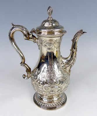 Lot 2127 - A George III silver footed coffee pot, having...