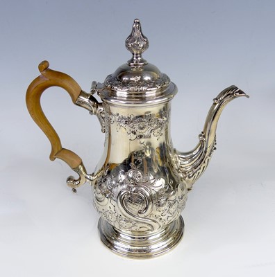 Lot 2128 - A George III silver coffee pot, having...