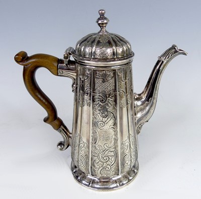 Lot 2126 - A George II silver coffee pot, of tapering...