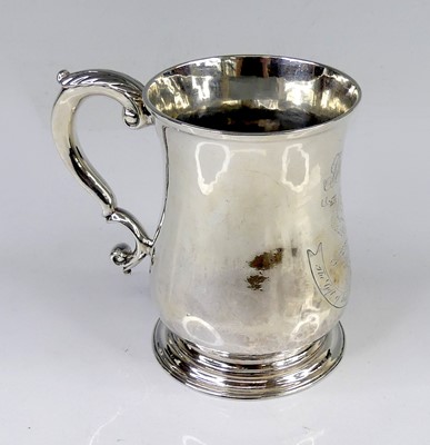 Lot 2155 - A George II silver christening tankard, having...
