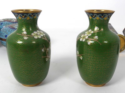 Lot 49 - A box of cloisonne wares, to include a pair of...