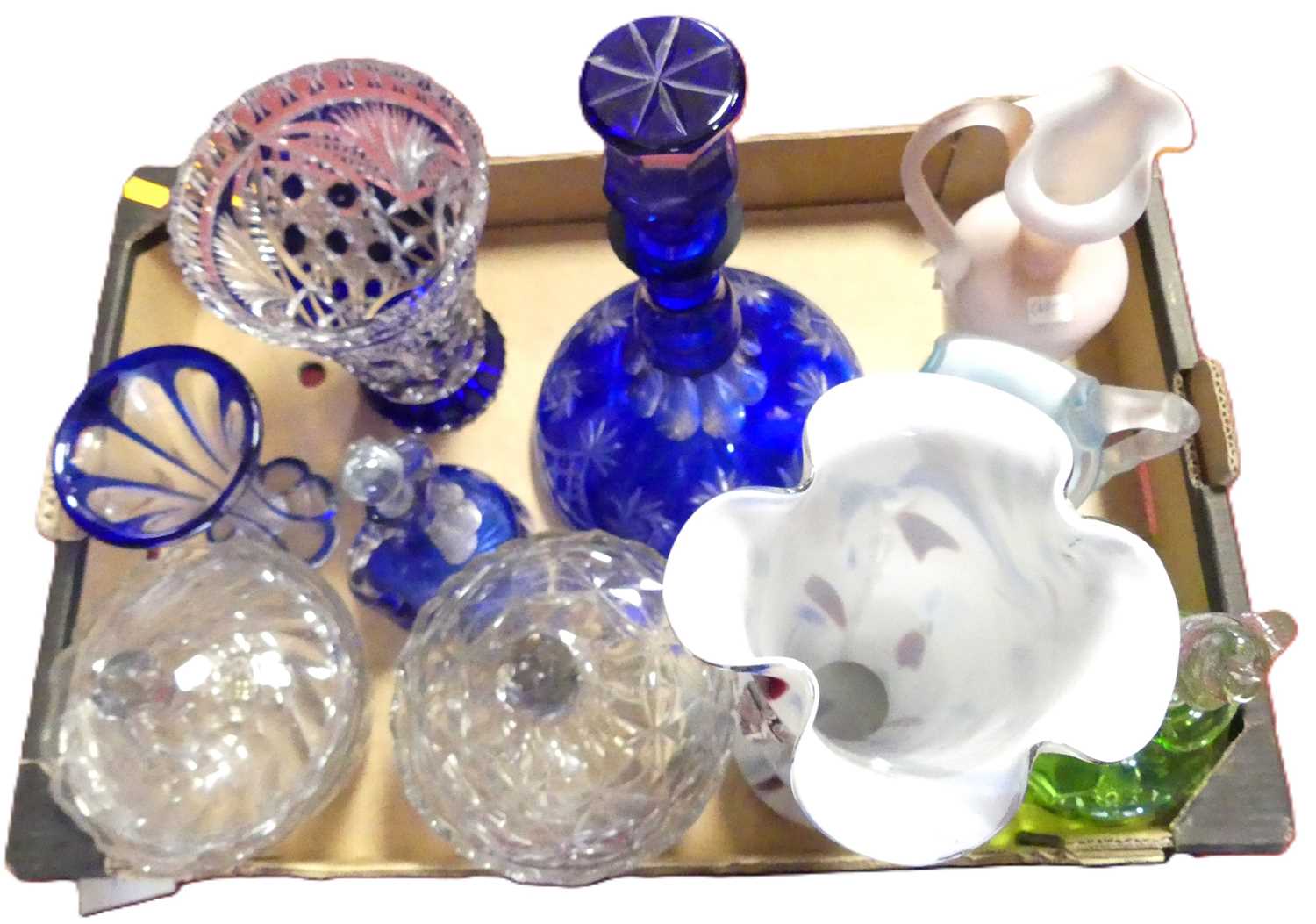 Lot 59 - A box of Victorian glass items, to include a...