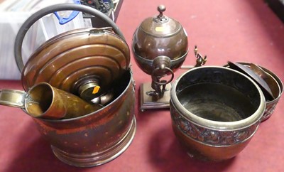 Lot 61 - A collection of copper and brass items, to...