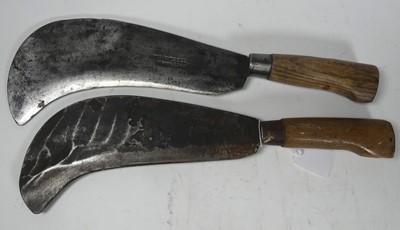 Lot 114 - Two vintage bill hooks, one marked ARF Parks &...