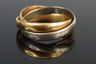 Lot 269 - A Russian style 18ct three-colour gold three...