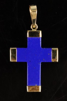 Lot 283 - A modern 14ct gold tipped lapis lazuli cross...