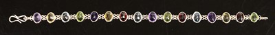 Lot 284 - A modern silver and semi precious set bracelet,...