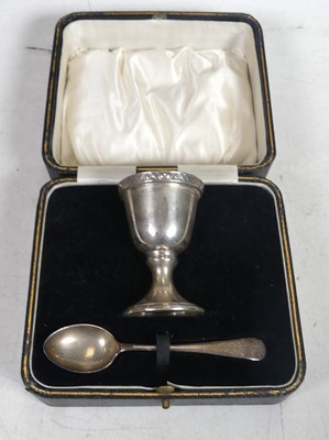 Lot 216 - A cased silver two-piece christening set,...