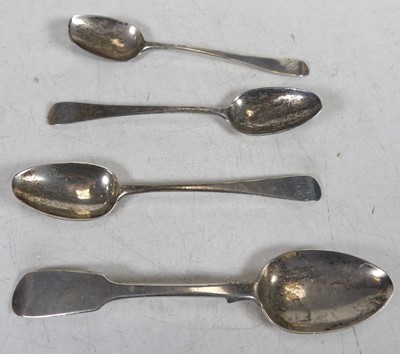 Lot 237 - Four various 19th century silver teaspoons,...