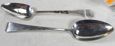 Lot 248 - A pair of George III silver table spoons in...