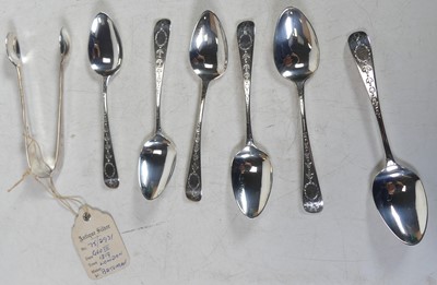 Lot 249 - A set of six late George III silver coffee...
