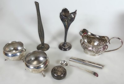 Lot 259 - Mixed silver wares to include pair of table...