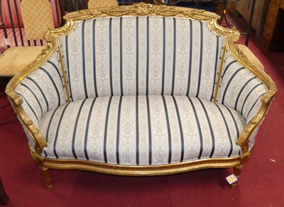 Lot 1296 - A French floral giltwood framed two-seater...