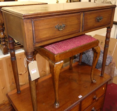 Lot 1298 - An Edwardian walnut two drawer side table,...