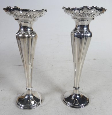 Lot 239 - A pair of weighted silver spill vases,...
