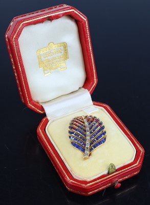 Lot 2651 - A Cartier 18ct gold stylised leaf brooch...