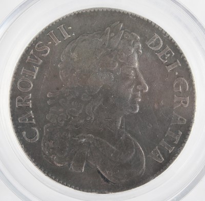 Lot 3273 - England, 1673 crown, Charles II third laureate...