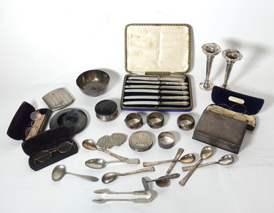Lot 263 - A collection of silver and white metal items,...