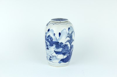 Lot 47 - A Chinese blue and white jar with lid, Qing...