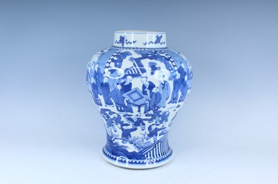 Lot 62 - A Chinese blue and white ‘hundred-boys’ jar,...
