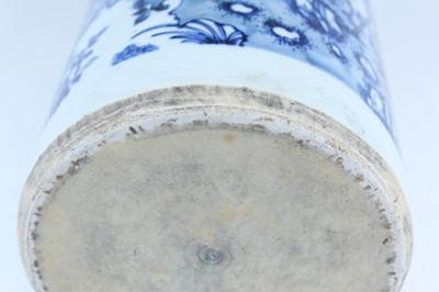 Lot 172 - A Chinese blue and white cylindrical vase, in...