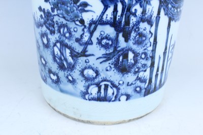 Lot 172 - A Chinese blue and white cylindrical vase, in...