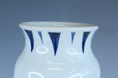 Lot 172 - A Chinese blue and white cylindrical vase, in...