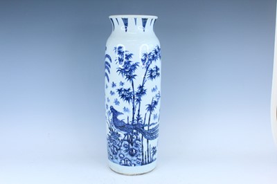 Lot 172 - A Chinese blue and white cylindrical vase, in...
