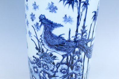 Lot 172 - A Chinese blue and white cylindrical vase, in...