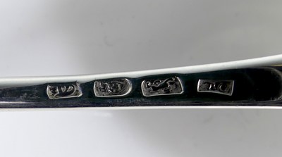 Lot 2101 - An early George III silver soup ladle, in the...