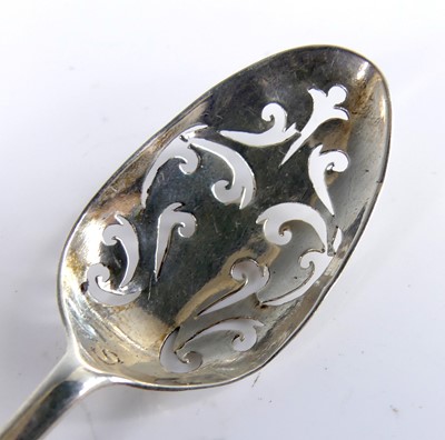 Lot 2068 - A George I/II silver mote spoon, in the...
