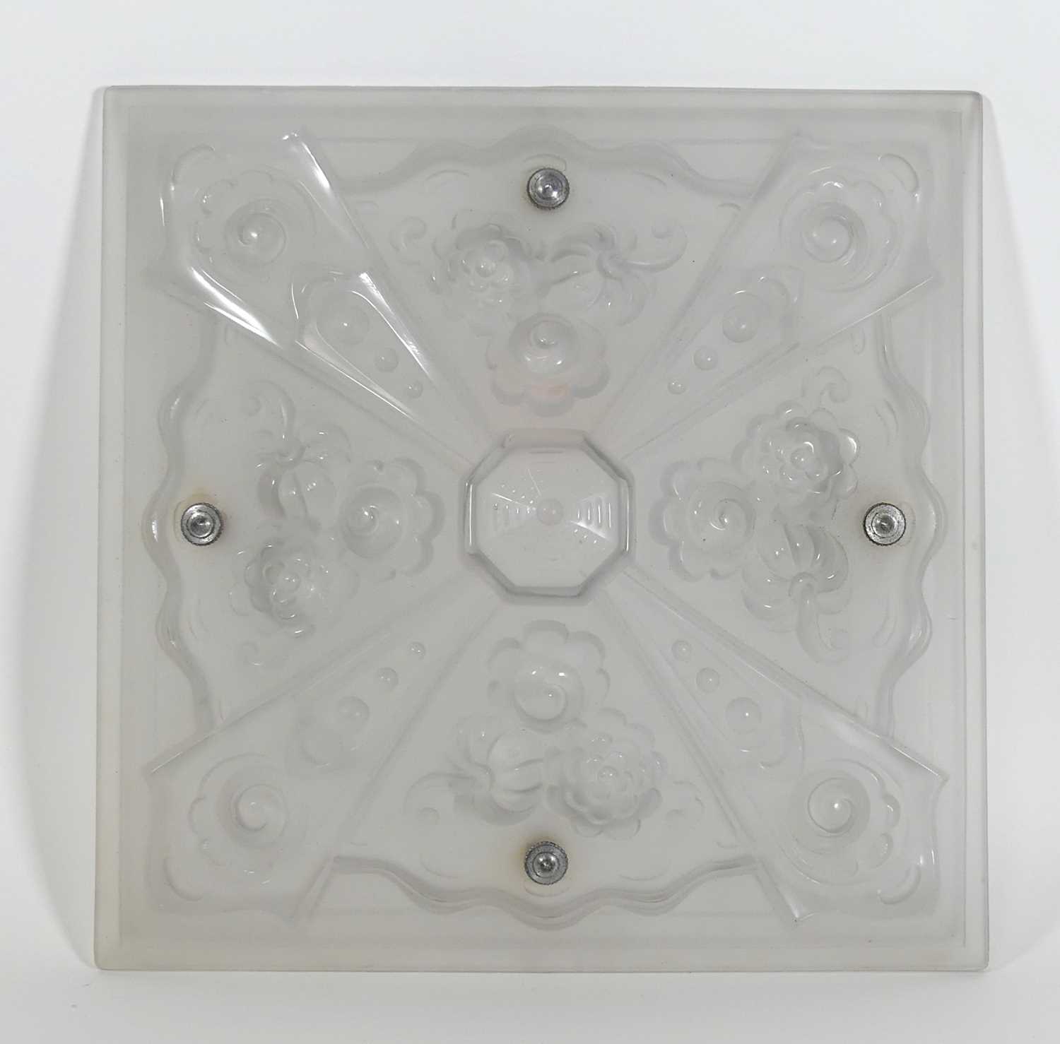 Lot 83 - A French Art Deco frosted glass plafonier, of...