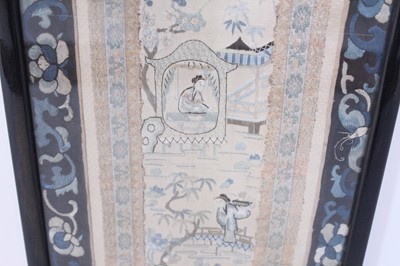 Lot 140 - Three Chinese silk embroidered panels, late...