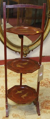 Lot 1167 - A red lacquered and gilt decorated octagonal...