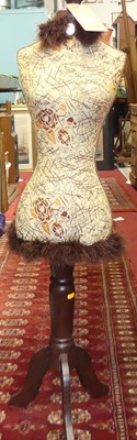 Lot 1225 - A needlework embroidered and stained wood shop...