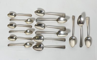 Lot 236a - A set of five George III silver teaspoons, in...