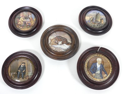 Lot 167 - A collection of five Victorian Prattware pot...