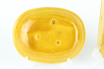 Lot 93 - Three Chinese yellow-glazed ‘dragon’ dishes,...