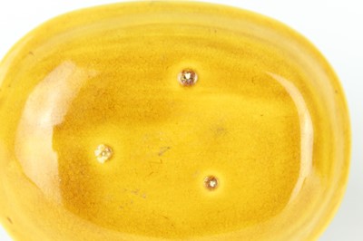 Lot 93 - Three Chinese yellow-glazed ‘dragon’ dishes,...
