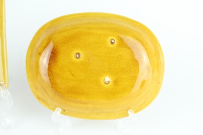 Lot 93 - Three Chinese yellow-glazed ‘dragon’ dishes,...