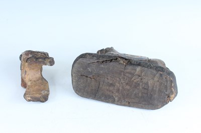 Lot 45 - A Chinese painted wooden figure of a rider on...