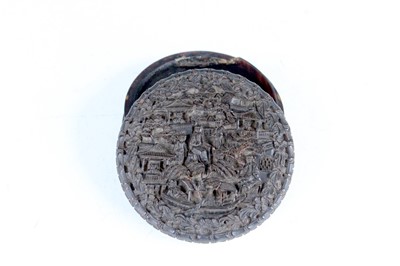 Lot 53 - A Chinese carved tortoiseshell circular box,...