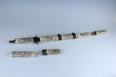 Lot 248 - A Japanese Katana sword with carved bone...