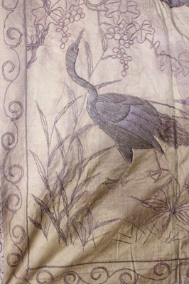 Lot 141 - Two Japanese embroidered silk panels, circa...