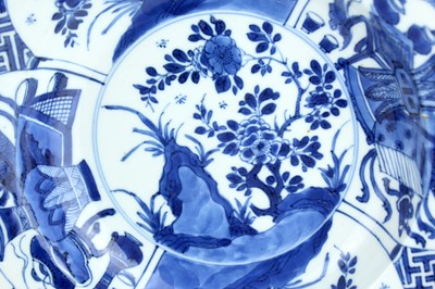 Lot 24 - Three Chinese blue and white dishes, Qing...
