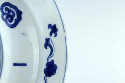 Lot 24 - Three Chinese blue and white dishes, Qing...