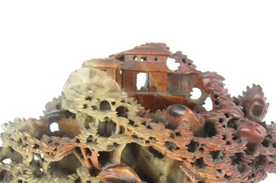 Lot 36 - A Chinese Shoushan stone landscape carving,...