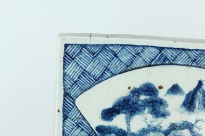 Lot 8 - A Chinese blue and white landscape plaque,...